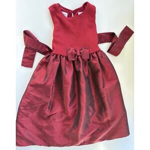 Blueberi Boulevard Dress Girls 6 Red Sparkle Holiday Fancy Ribbon Tie Waist